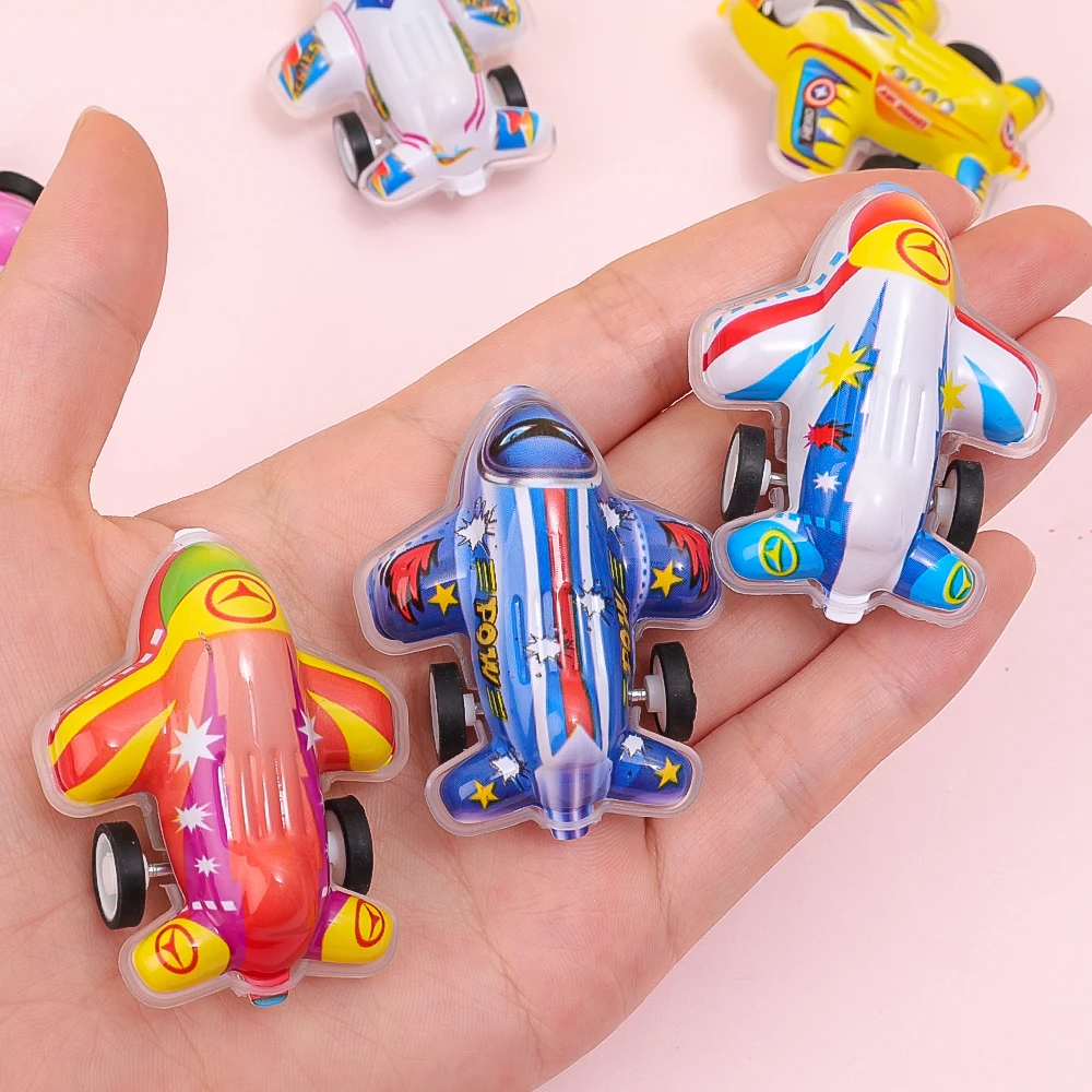 Baby Mini Plastic Aircraft Toys Set Wholesale Kids Color Drawing Pattern Pull-back Aircraft Model Game Toy Kindergarten Gifts