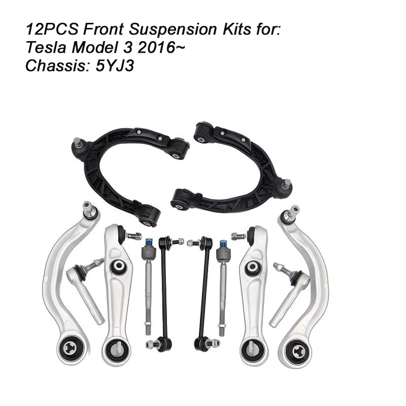 12 PCS Front Suspension Control Arm assembly Kits For Tesla Model 3 (5YJ3) 2016~  Model Y (5YJY) 2020 2021