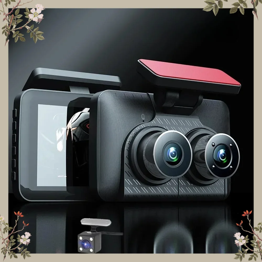 HONG TONG Car Recoring Car Dash Cam, 3 Channels Video Recorder, Full HD 1080P Infrared Night Vision DVR,  G-Sensor Car Cameras