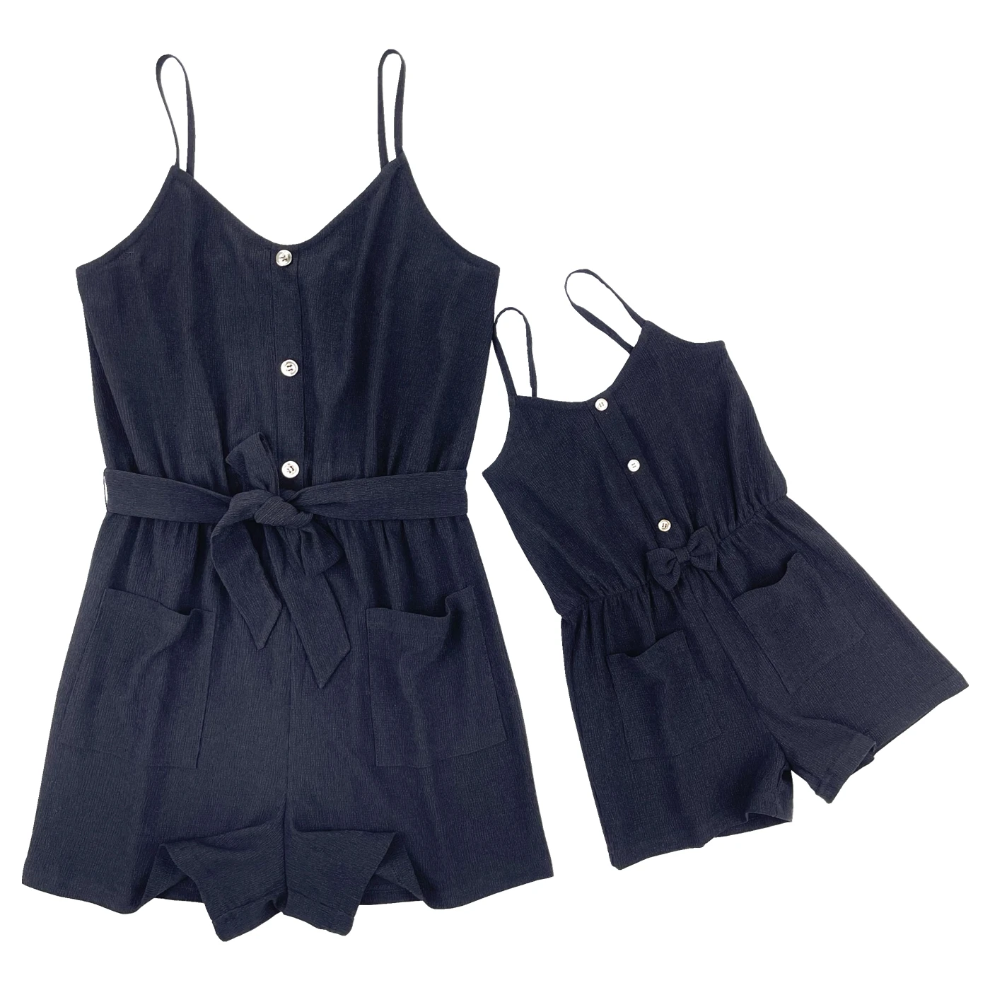 Joyccin Summer Off Shoulder Button Jumpsuits Short Belted Casual Playsuits Mother Kids Outfits Slip Overalls Pants Holiday Beach