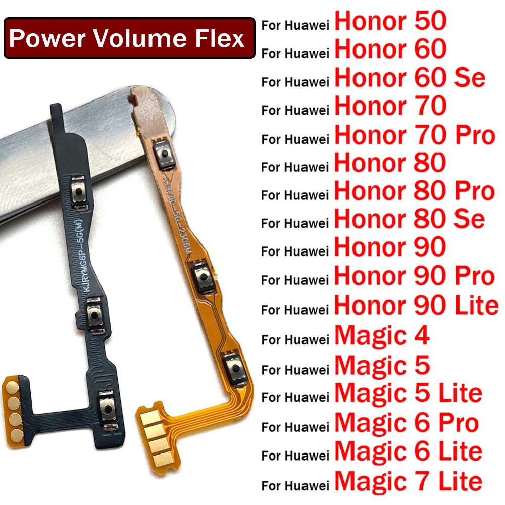 

Кнопка включения/выключения питания, кнопка регулировки громкости, гибкий кабель для Huawei Honor 50 60 70 80 90 Pro Se Lite Magic 4 5 6 7 Pro Lite