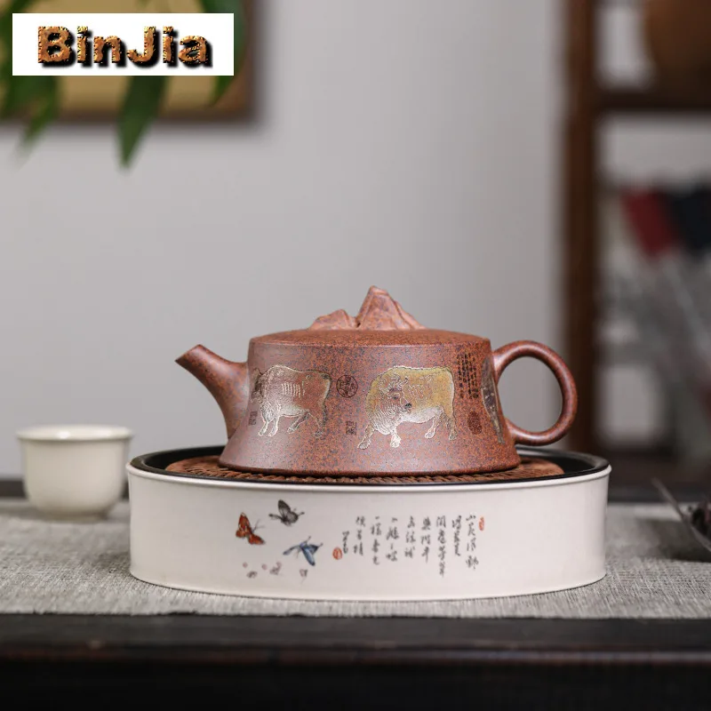 

280 мл антикварные чайники из фиолетовой глины Исин, горшок ручной работы, чайник из необработанной руды, чайник из грязи Tianxing, китайский чайный сервиз Zisha, посуда, аксессуары
