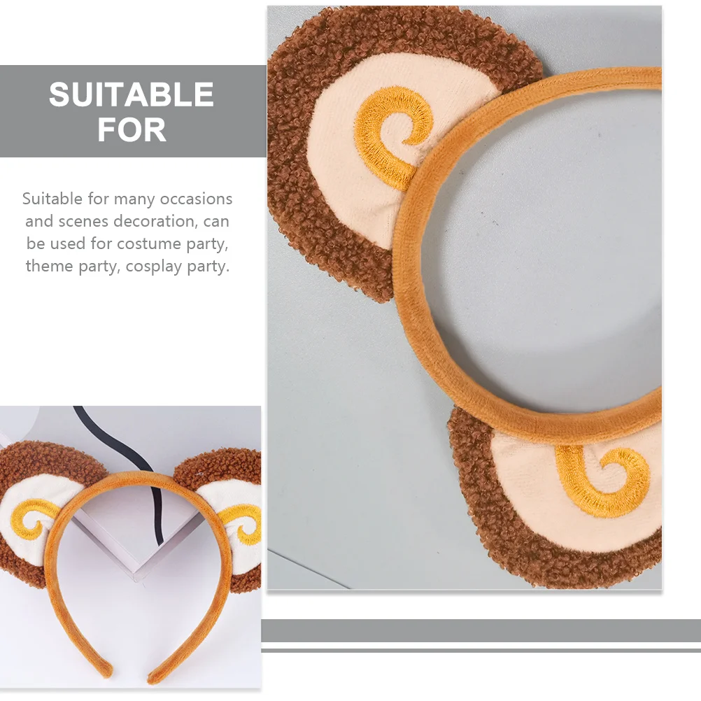 Cute Monkey Ears Headband for Little Girl Party Costume Dress Up Decorative Cosplay Hair Accessories Cute Monkey Ear Headband