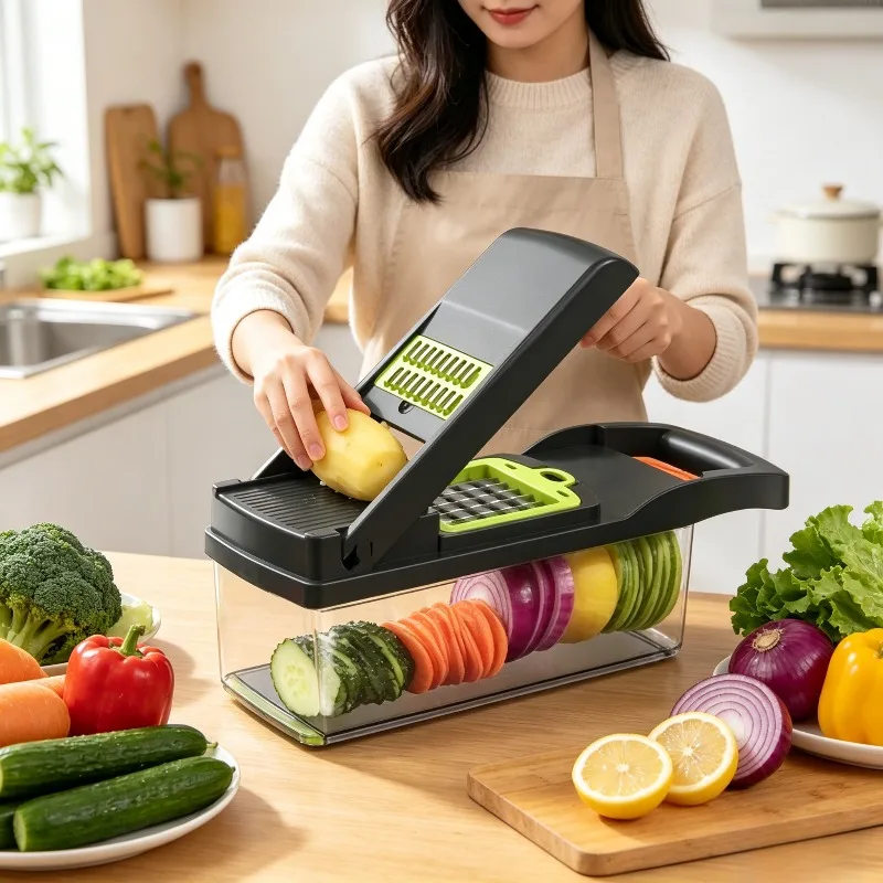16 Multifunctional Vegetable Cutting Artifacts Household Kitchen Vegetable Cutting Slicer Potato Shredded Wire Wiper Dice