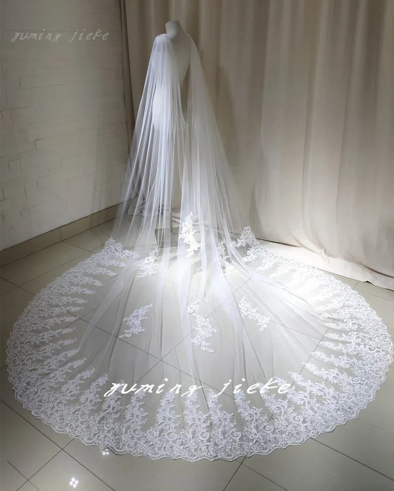 Lace Bridal Veil Cathedral Length 3 Meters Long Wedding Cape Shoulder Veil