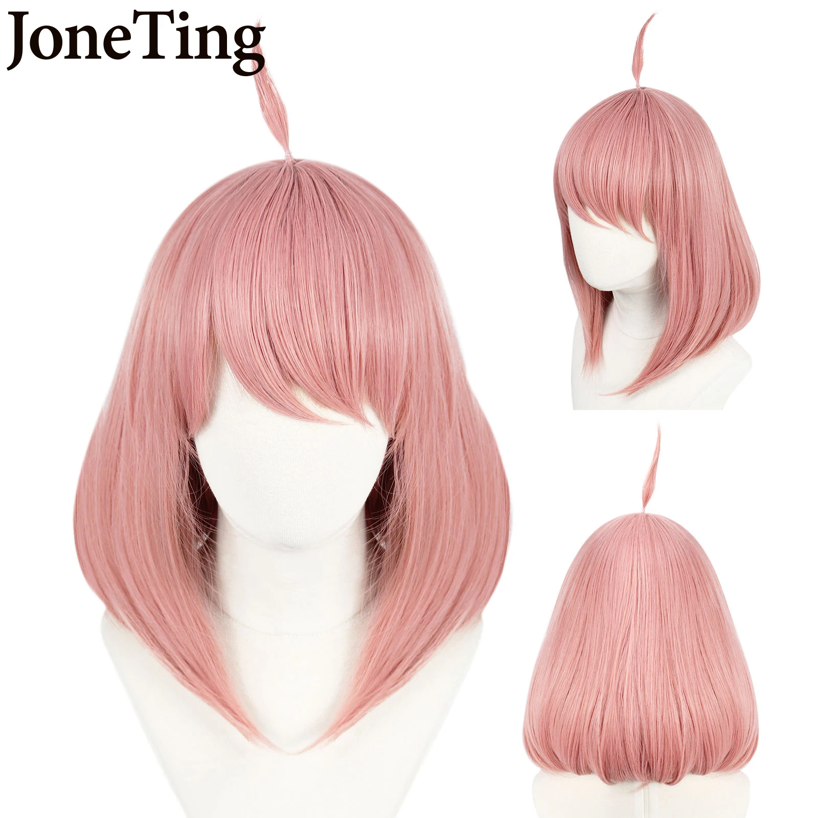 

JT Spy X Family Anya Forger Cosplay Wig Short Pink Bobo Lolita Wig Heat Resistant Synthetic Hair Hallowen Party Free Wig Cap