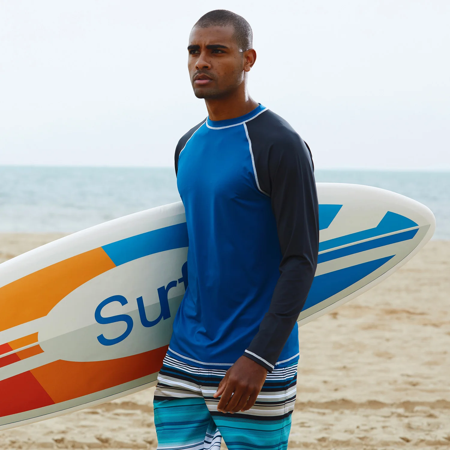 Herren Langarm Schwimm hemden Rash guard bis 50 UV Sonnenschutz hemd sportliches Training Laufen Wandern T-Shirt Bade bekleidung – Detail 5