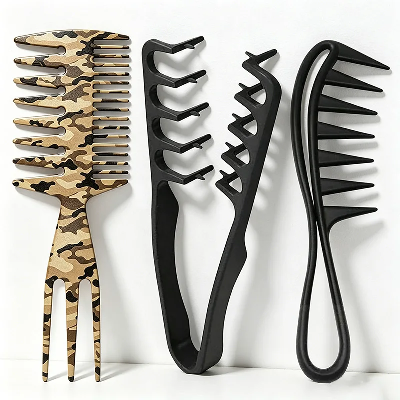 3-teiliges Camo Pompadour Kamm-Set, Hitzebeständiger Friseur-Stylingkamm für Männer, Professioneller Salon 3-Zahn-Haarkamm für DIY-Frisuren