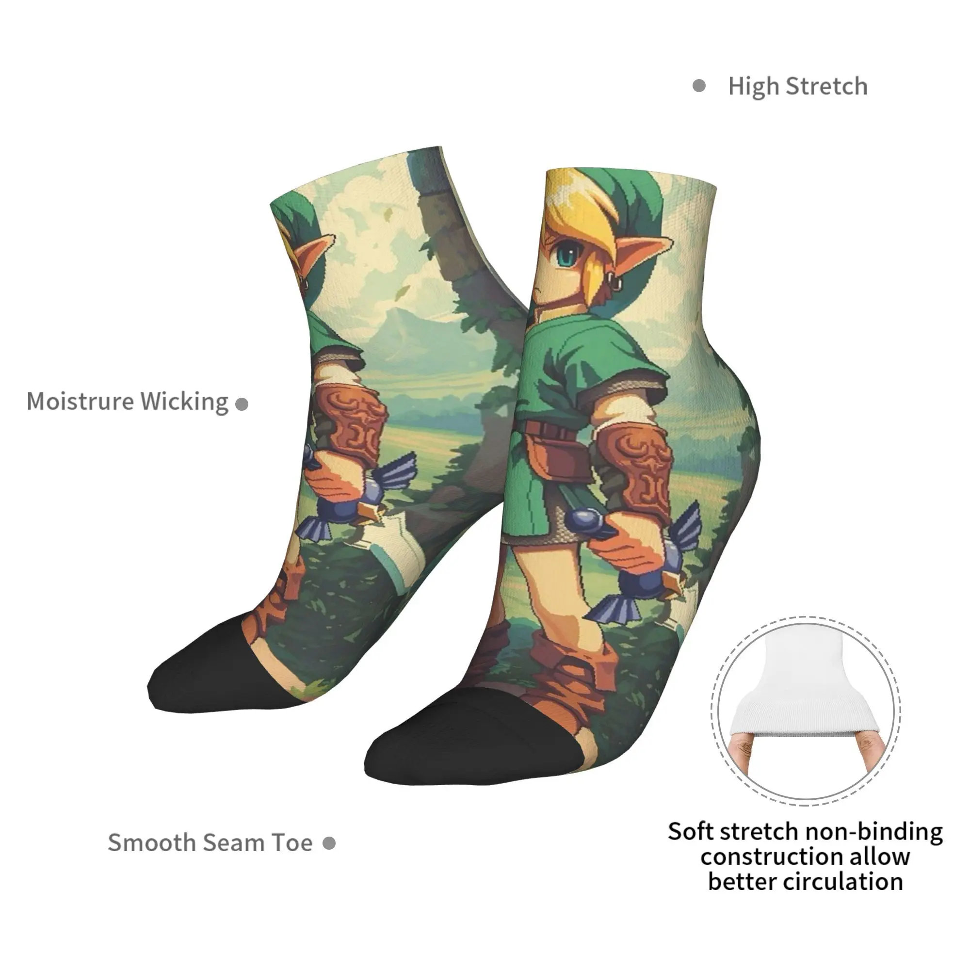 ถุงเท้าการ์ตูน Zelda Link ทุกฤดูกาล สไตล์ฮาราจูกุ คุณภาพสูง ถุงเท้าข้อสั้นลำลอง สำหรับผู้ชายและผู้หญิง ของขวัญคริสต์มาส