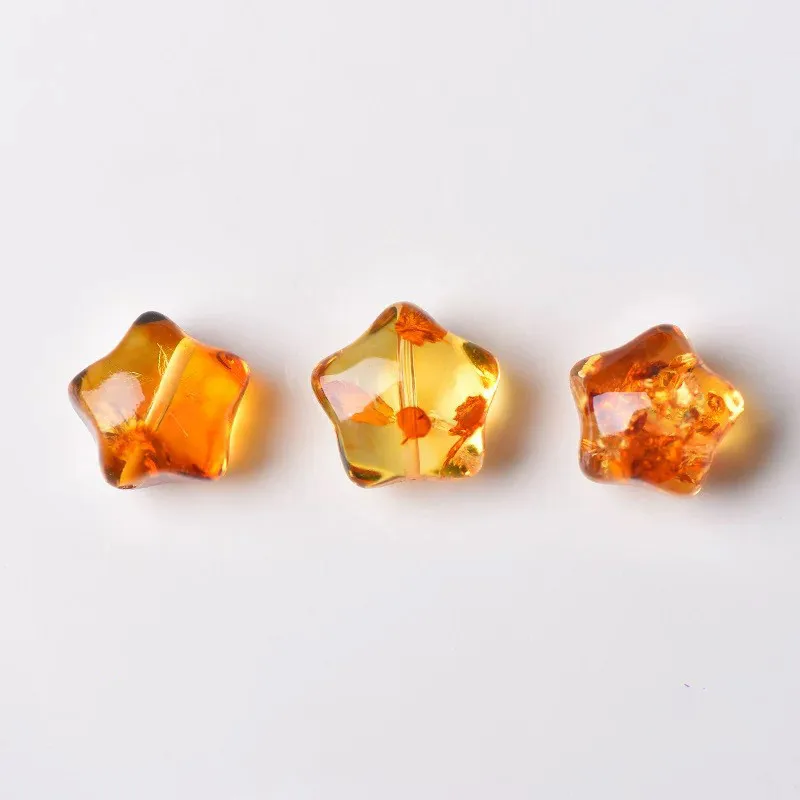 Natural beeswax flower amber star loose beads DIY bracelet accessories