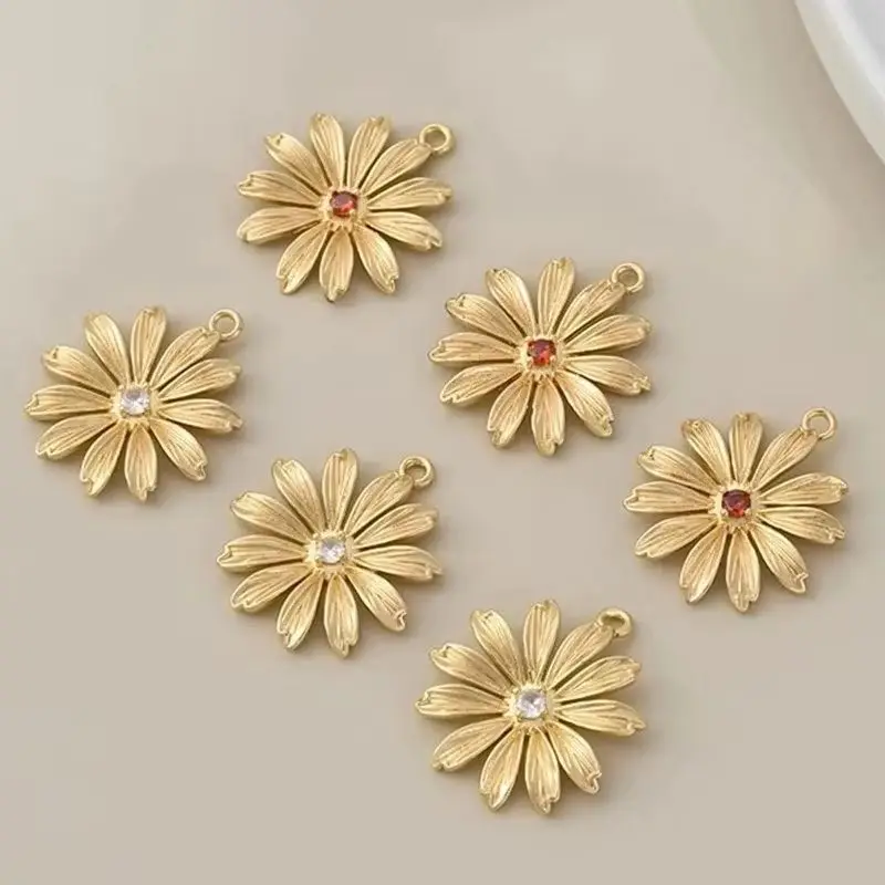 

1pcs 14K Gold-plated Large Daisy Pendant, Hand-strung Pearl Necklace, Bracelet, Diy Accessories, Earrings, Jewelry Materials