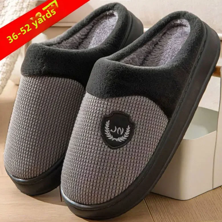 

2023 New Winter Fleece-lined Cotton Slippers For Men Women Home Use Non-slip Thick Bottom Indoor Outdoor Wear Couples Warm 2026