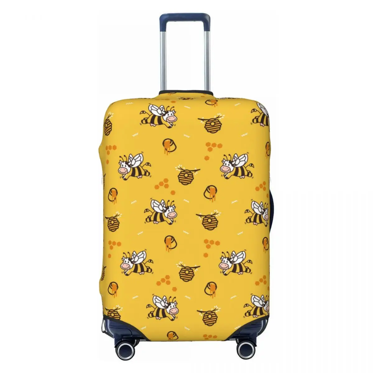

Funny Happy Cartoon Cow Bees Luggage Cover Protector Elastic Travel Suitcase Covers
