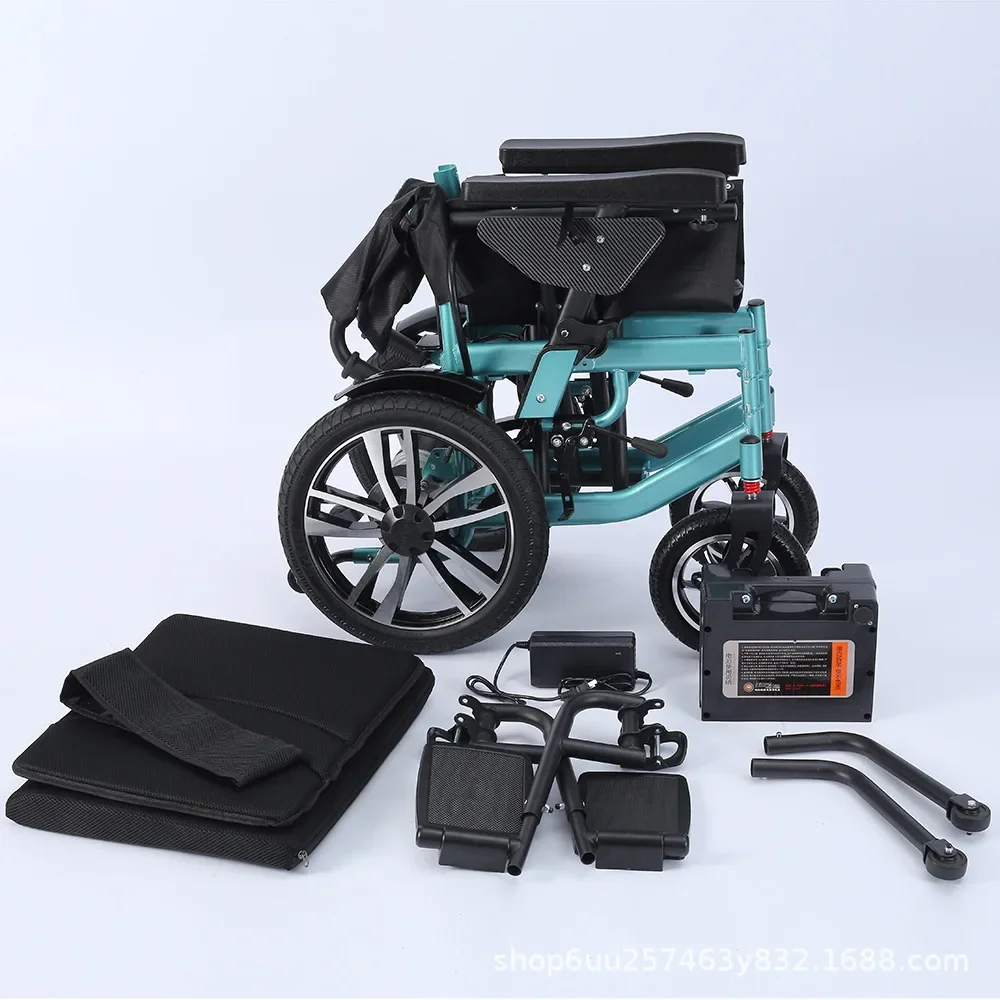 كرسي متحرك كهربائي ذكي قابل للطي ومحمول وواسع الدهون لكبار السن بأربع عجلات كرسي متحرك