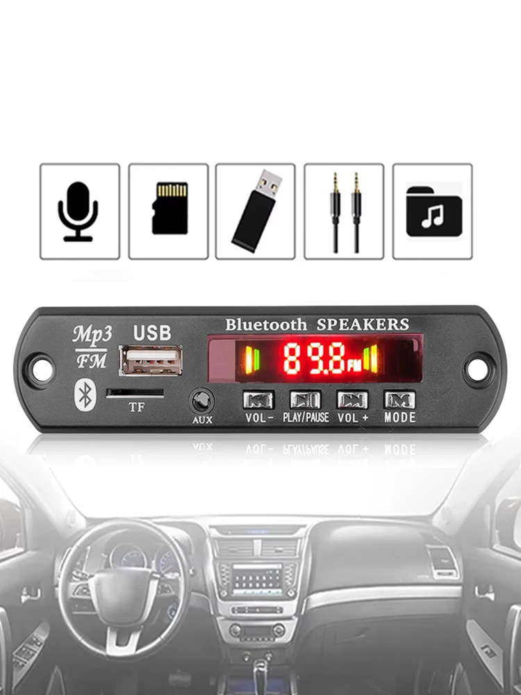 KEBIDU 120W Wzmacniacz Bluetooth Odtwarzacz MP3 Bezprzewodowy Samochodowy Dekoder MP3 WAV Płytka Dekodująca DC 12V Odtwarzacz Muzyki Moduł Radia FM Do Samochodu Domu — zdjęcie produktu 7