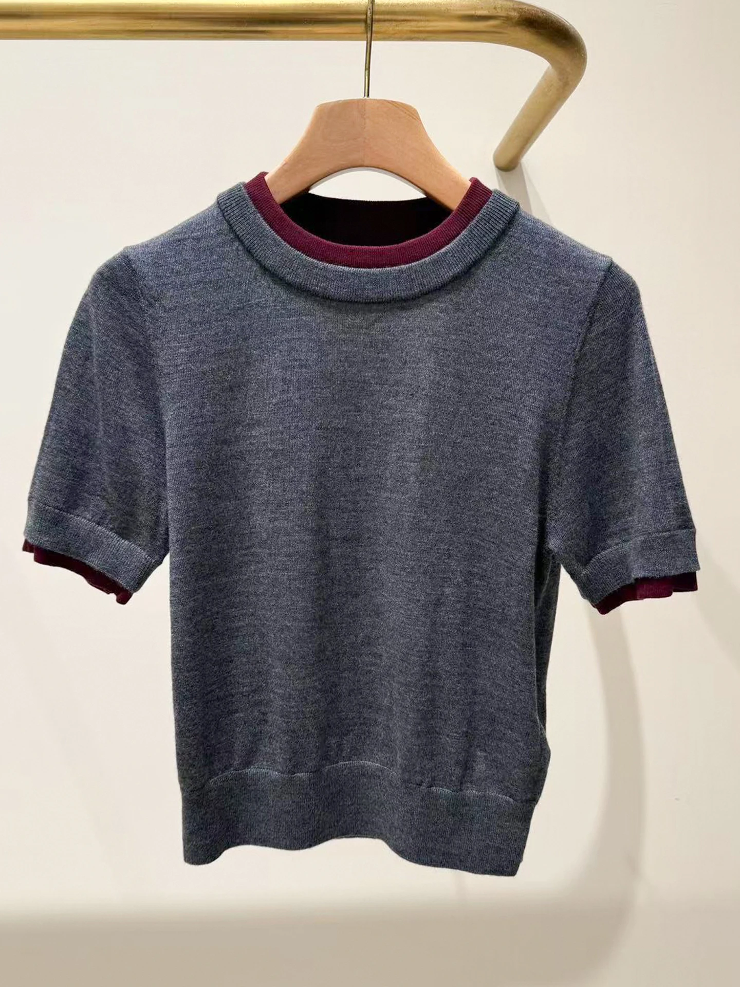 

Casual Versatile Knitted Top Women's T-irt Fake Two-Piece Sle round Ne ort Sve Commute Faion Regular Fit Knitwear