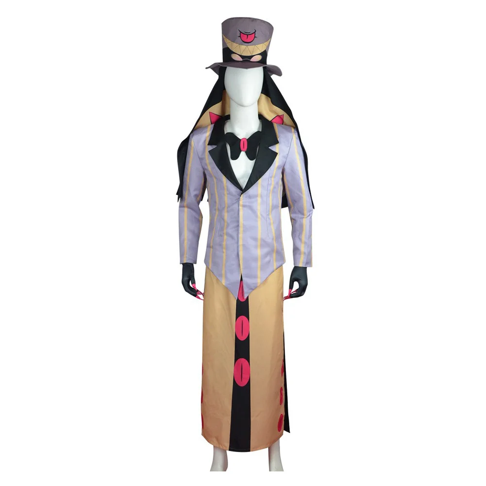 Fantasia de Cosplay Anime para Adulto, Hotel Fantasia, Uniforme Masculino, Casaco, Calças, Chapéu, Luvas, Roupas de Halloween, Fato de Festa Carnaval