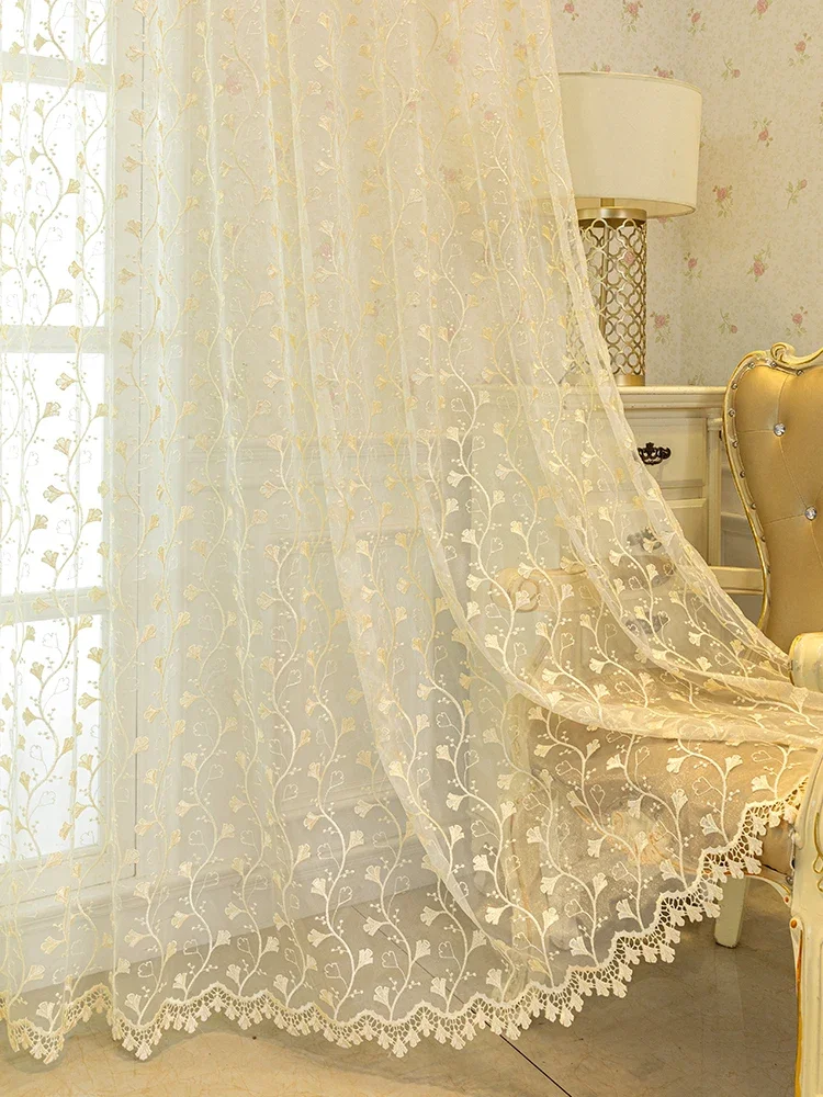 

Modern Luxury Gauze Curtain French Bedroom Curtains Home Decoration Living Room Transparent Curtain Balcony Insulation Curtains