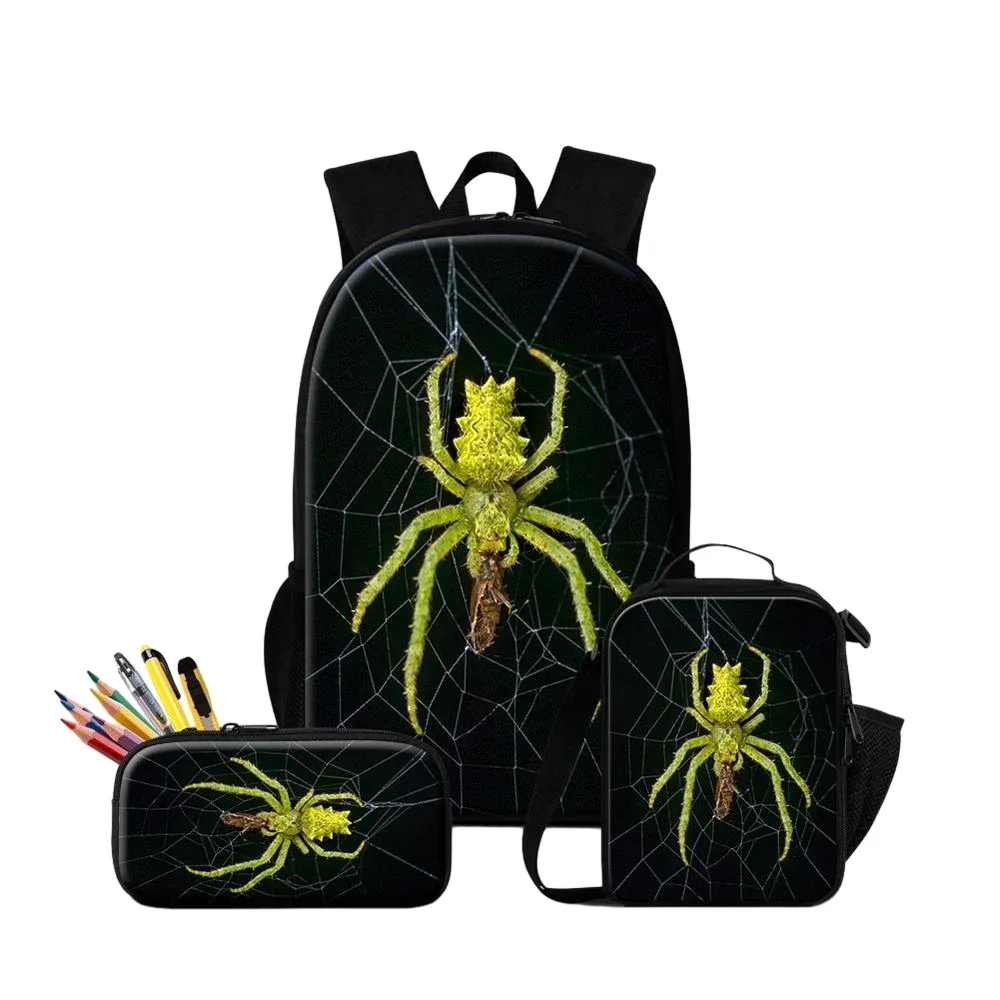 

Spider Insect Printing 3 PCS Set Backpack Lunchbox Pencil Case for Students Children's School Bag Boy Teens Schoolbag Backpacks