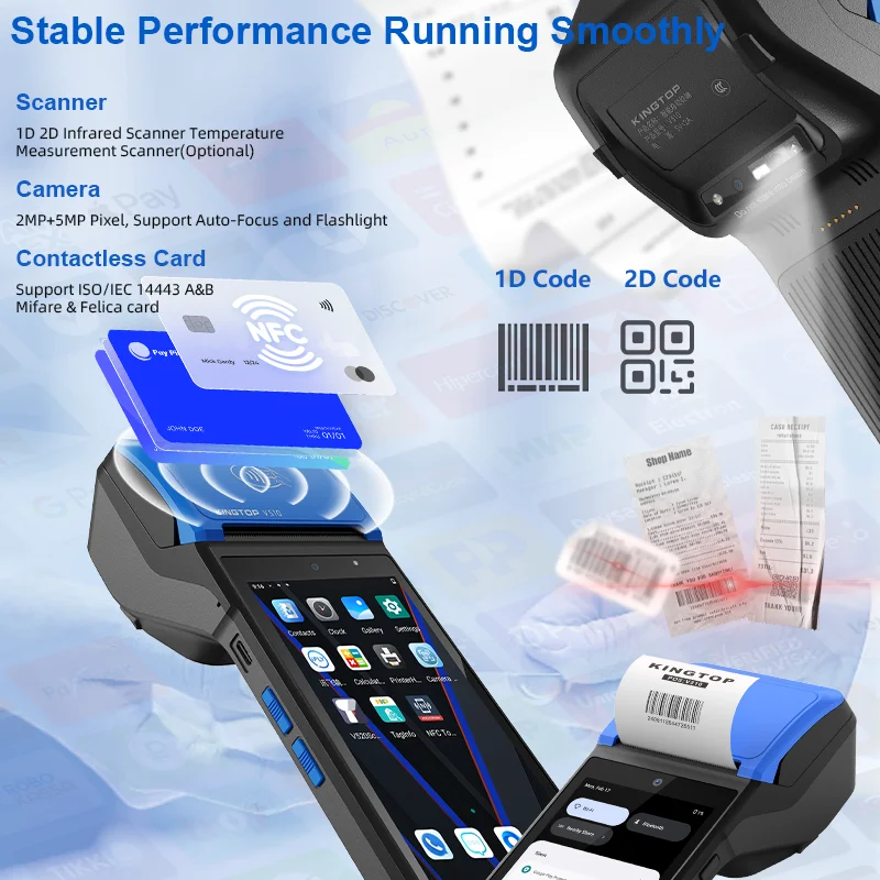 Source Factory Portable Android 12 4G Android Pos KT-V510 Ticketing POS System With Printer for Mobile Parking Management