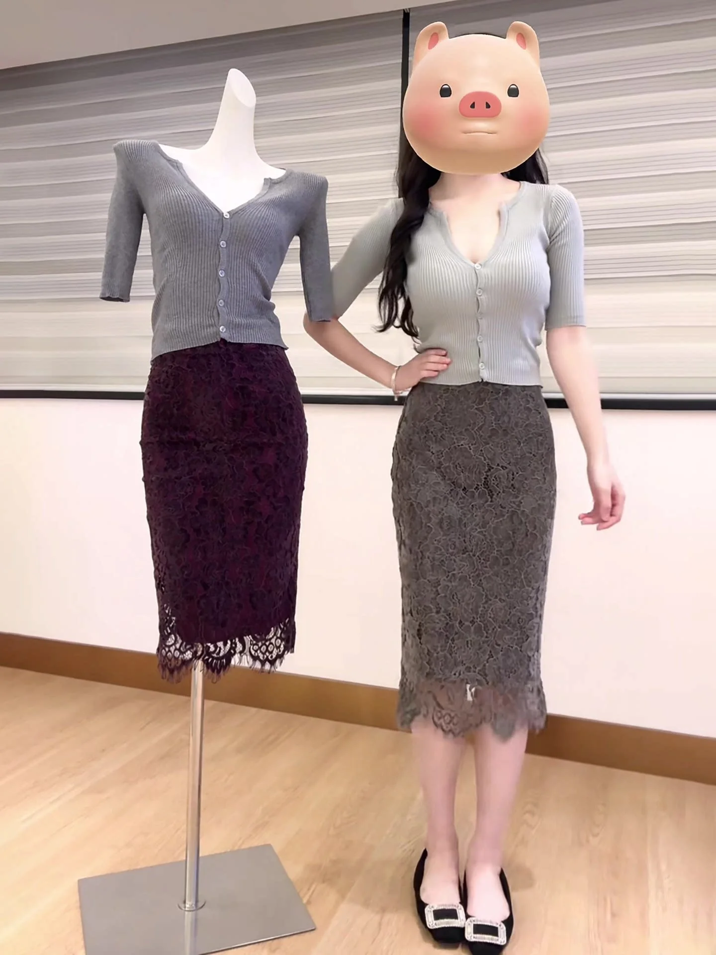 Elegant High Waist Lace  Skirt Women's Pure Desire Slimming Long Leg Appearances over Knee Wrap around Long Skirt