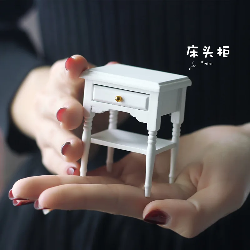 1:12 Doll House Miniature Model Accessories Wooden Furniture Storage Cabinet Ornaments Ob11 Dollhouse Mini Bedside Table Decor