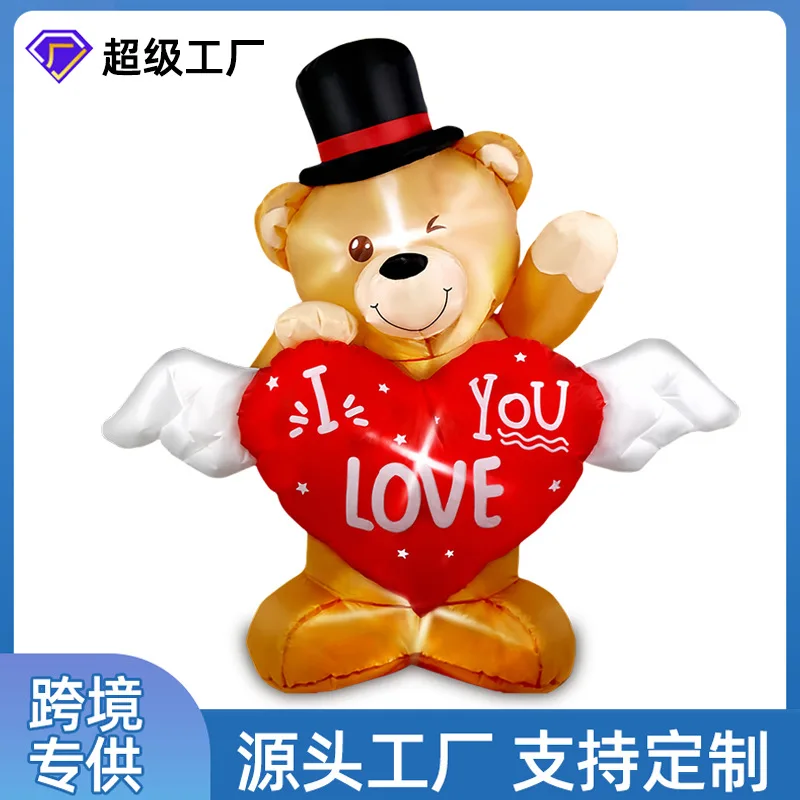 

Valentine's Day Inflatable Inflatable Model Lawn Decoration, Angel Wings Heart Bear Lamp, Romantic Party Ornament