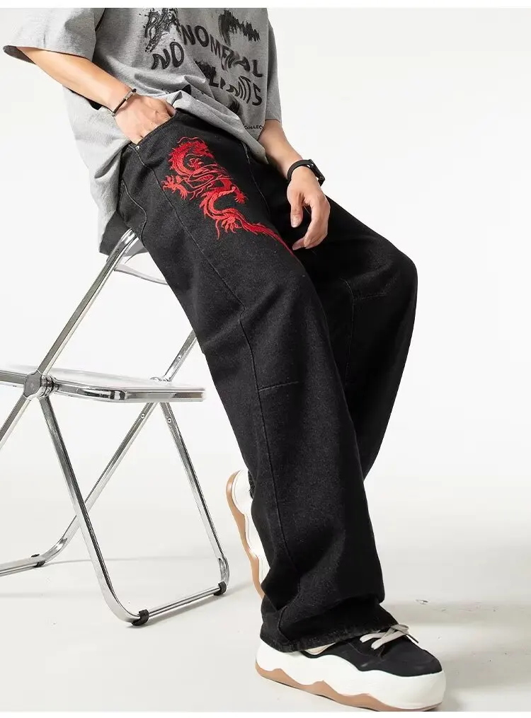 2024 ropa y2k streetwear drachens tickerei sommer neue jeans hose für männer kleidung gerade luxus denim hose pantalon homme – Detail 16