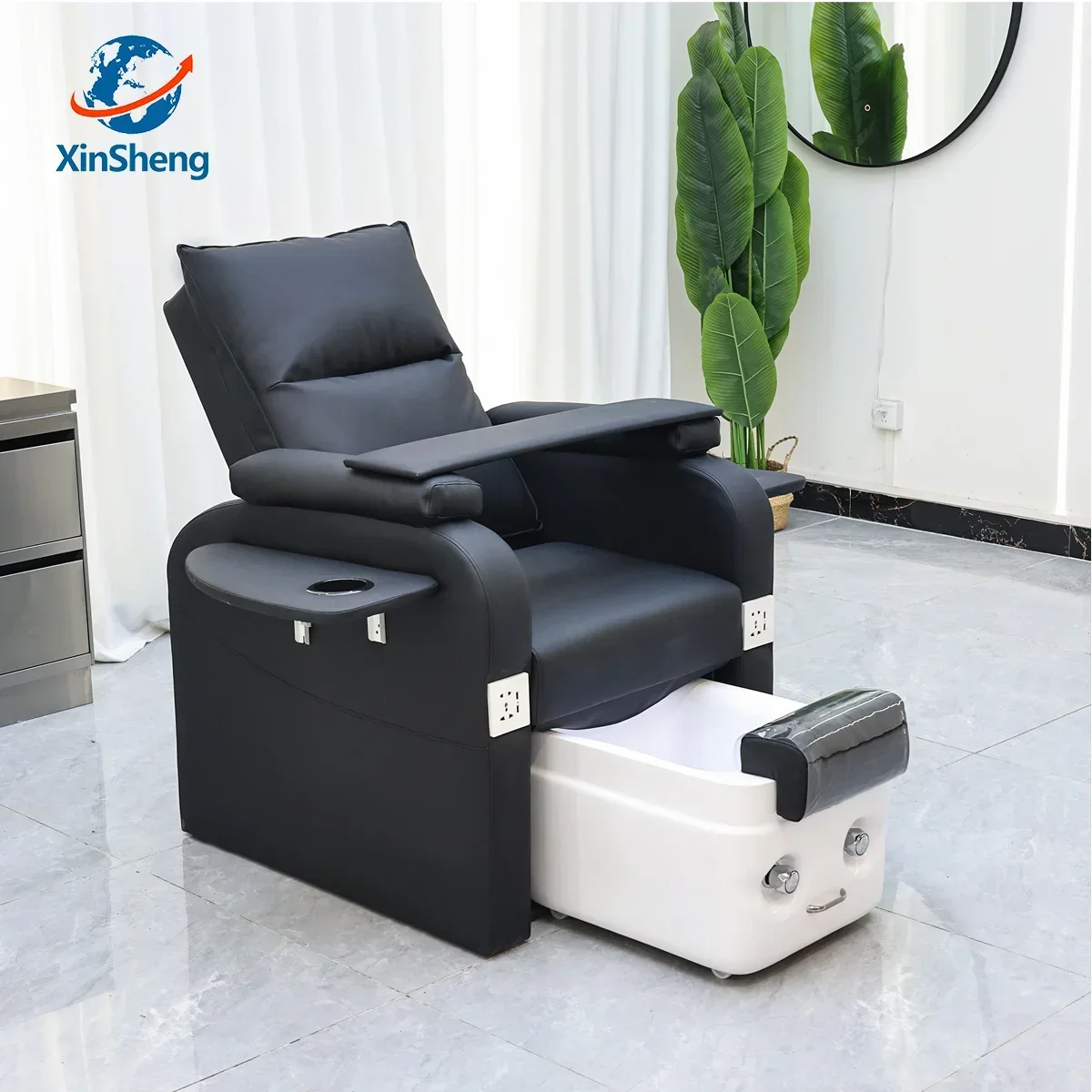 XinSheng Foot Bath Nail Chair Pedicure Chairs Salon SPA Foot Massage Manicure Furniture Sofa Material with Back Electric Lift