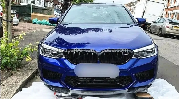 شفة مقسمة أمامية سفلية من ألياف الكربون طراز GTS لسيارة BMW F90 M5 2019+