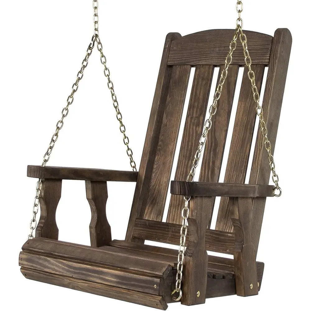 

Durable Walnut-Stained Swing Chair for Outdoor Adventures