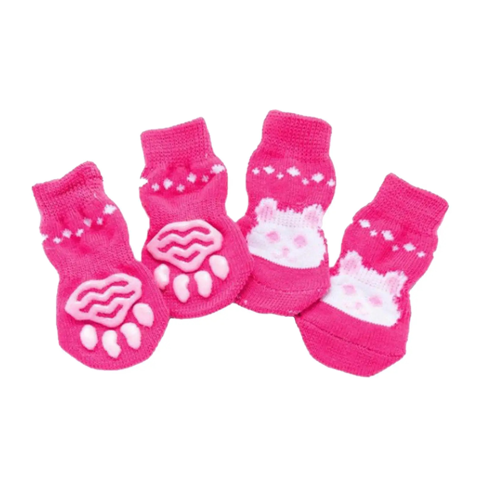 2-6pack 4 Cute Pet Cat Puppy Dog Socks Anti-slip Paw Protector L Rabbit