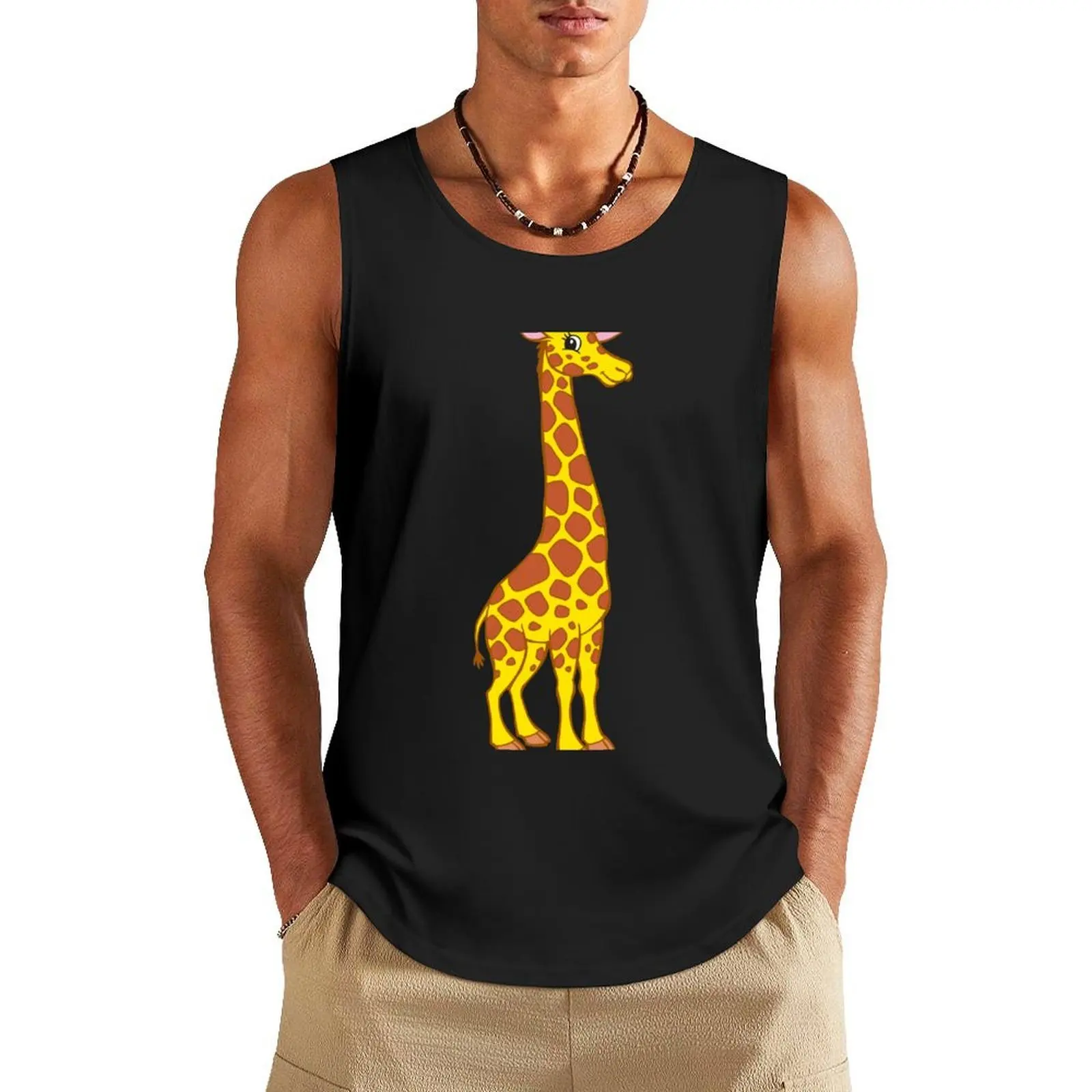 

Cheerful giraffe Tank Top mens designer clothes man vest Men's gym t-shirt