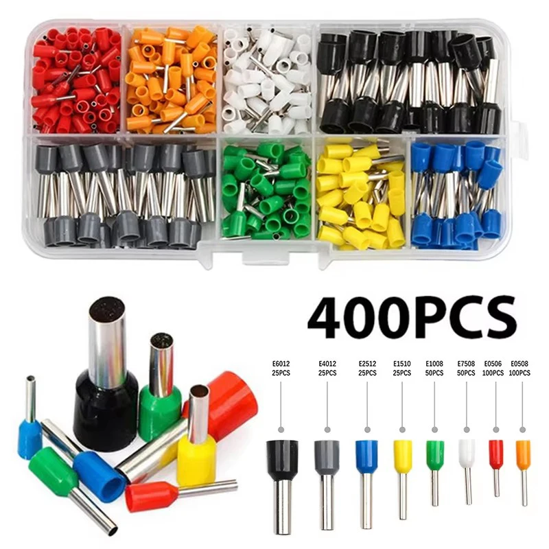 400pcs/1200pcs Electrical Tube Insulated Terminal VE Tubular Crimp Terminals Wire Cable Connector Ferrules Terminal Connectors