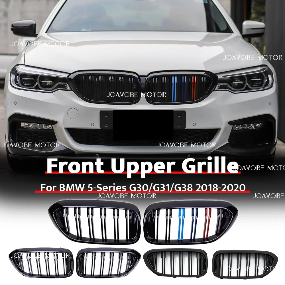 

Глянцевая черная решетка радиатора с двойной линией в стиле M-Color для BMW 5-Series G30 G31 G38 2018-2020