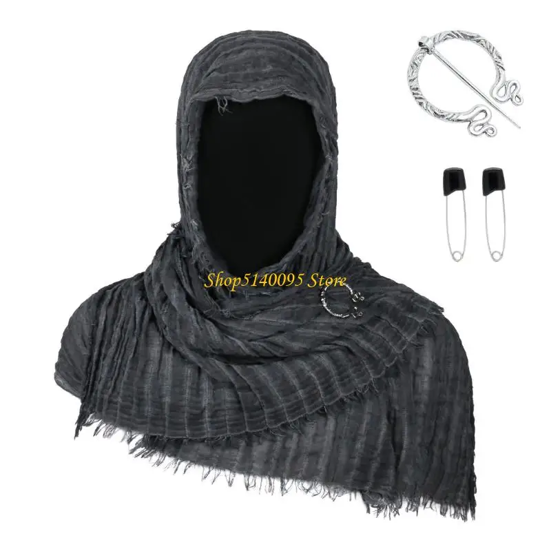 

DXAE Hooded Shawl Vikinges Brooch Cowl Scarf Halloween Renaissances Costume