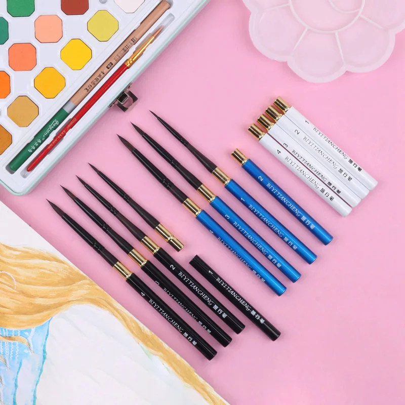 Watercolor brush animal hair pointed round head travel pen sketch gouache brush professional art painting adult hook line pen
