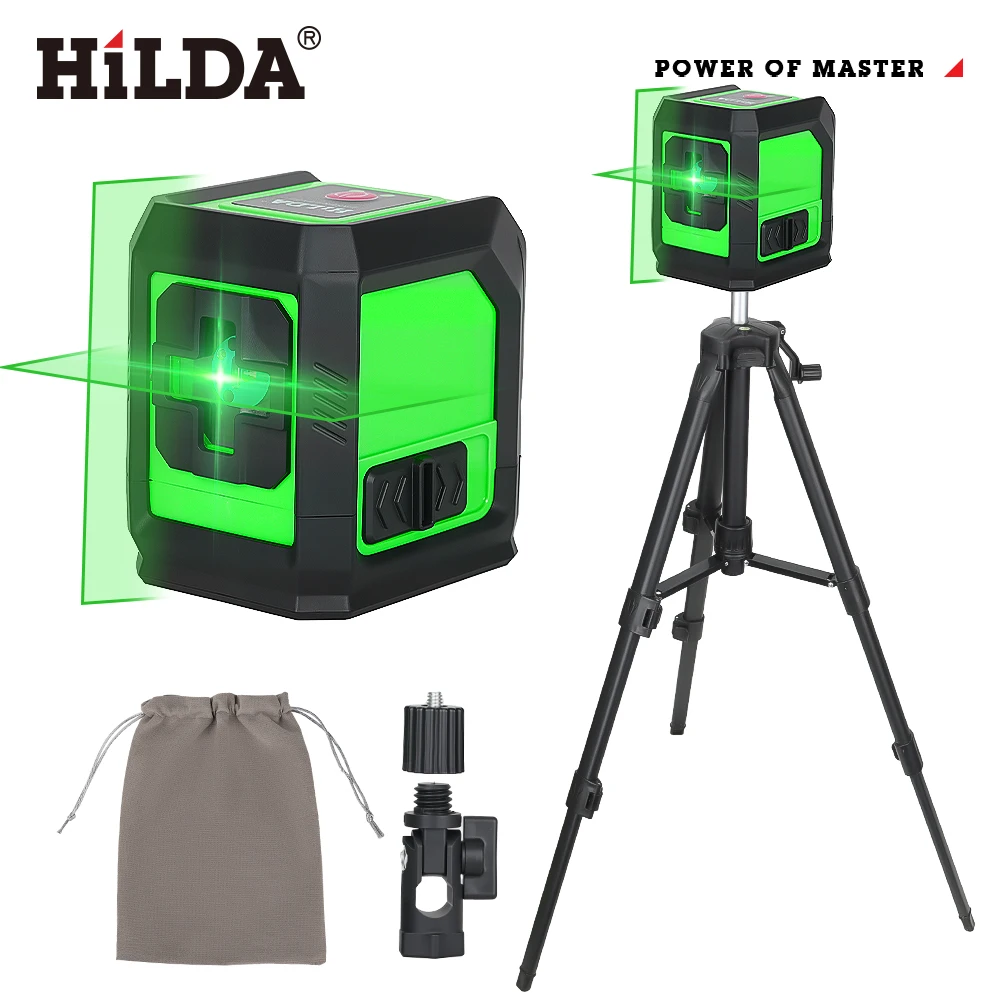 HILDA Laserniveau 2-lijns groen laserinstrument met magneet Wandniveau Draagbaar provinciaal ondersteuning Kruislaserinstrument