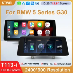 STWEI 2026 New Slim Screens Linux System 12.8inch 2400X900 Resolution For BMW 5Series G30 EVO Wireless CarPlay Auto player KSW