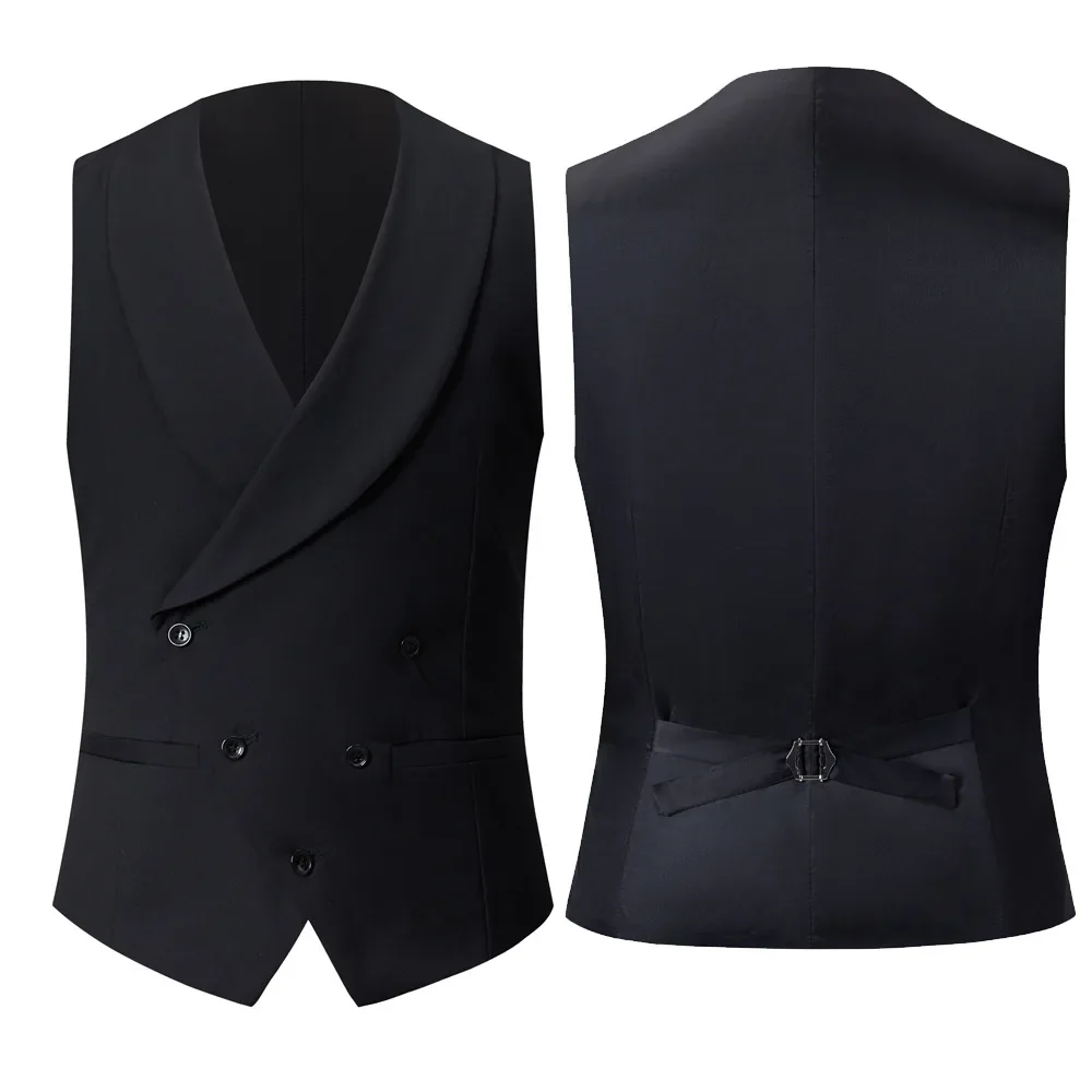 Mens Vests Europe and America Stylish High Quality Slim Fit Business Wedding Dress Waistcoat Gilet Homme Black