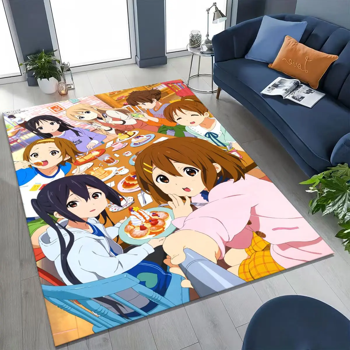 Anime K-ON Kawaii Girl Hirasawa Yui Music Cartoon Rug for Bedroom Living Room Sofa Home Doormat Decor,Kids Non-slip Floor Mat