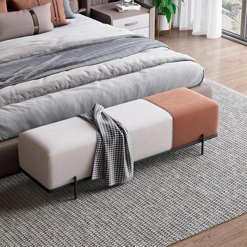Wear a shoe change stool at the entrance of the Nordic home, personalized splicing contrasting colors, bedroom end stool