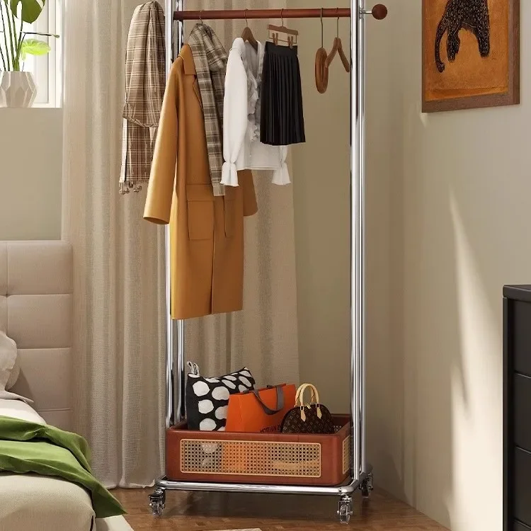 Household rattan, movable floor type, coat rack bedroom, punched drying rack, locker integrated
