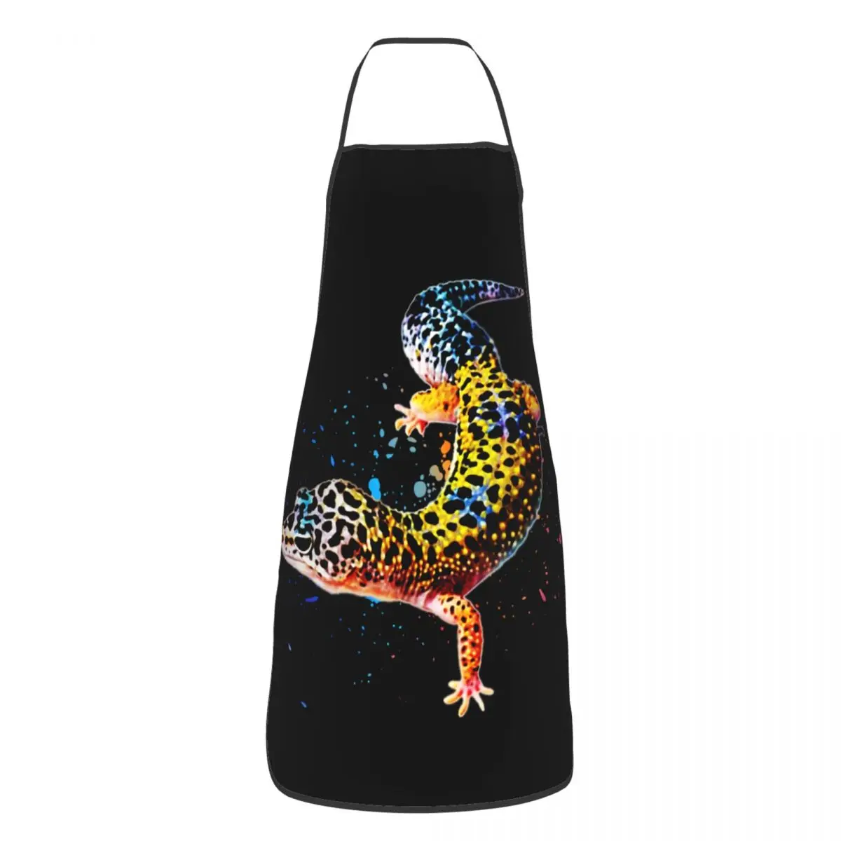 Custom Unisex Leopard Gecko Bib Apron Adult Women Men Chef Tablier Cuisine for Kitchen Cooking Baking