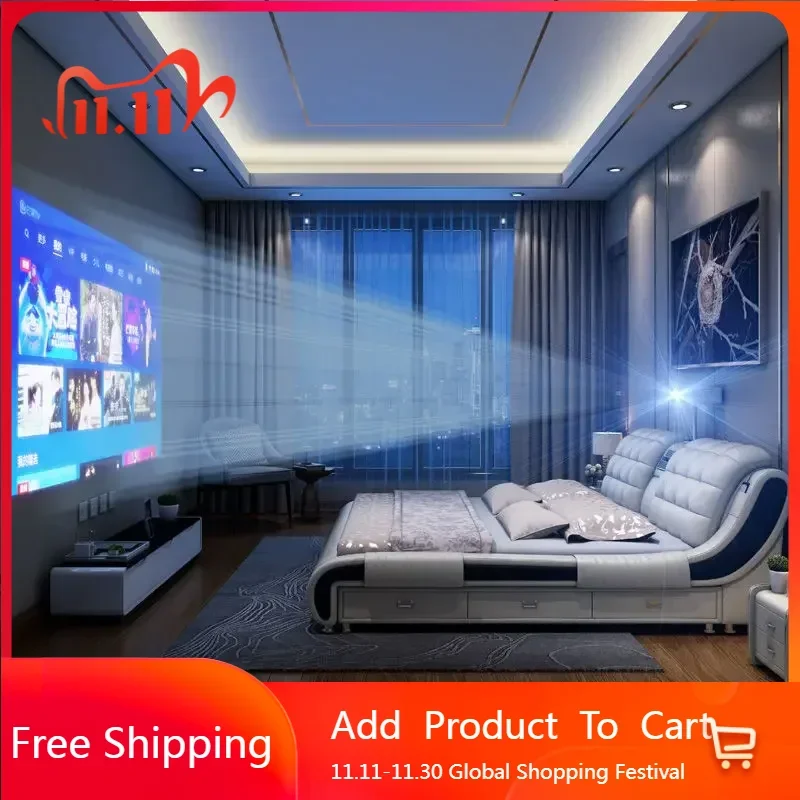 

Luxury Double Bed Smart Bedroom Design Girls Beauty Multifunctional Bed Sleeping Princess Leather Camas De Casal Home Furniture