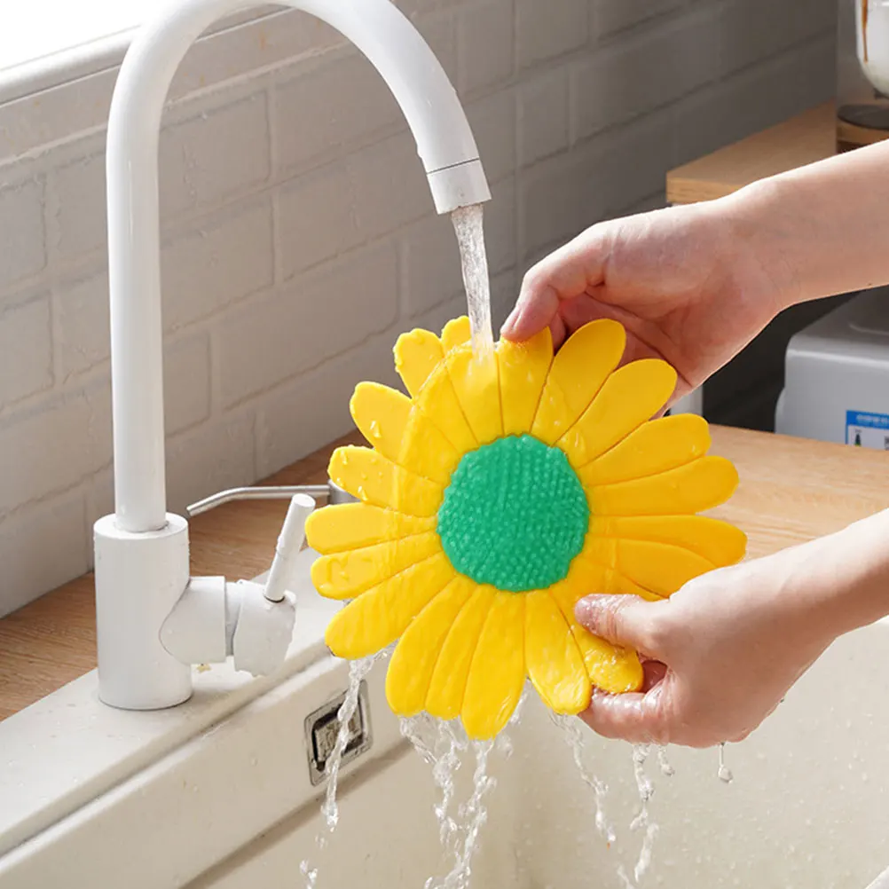 

2 Pcs PVC Placemat Heat Resistance Coaster Anti Slip Chrysanthemum Mat for Kitchen Living Room Yellow Color Durability