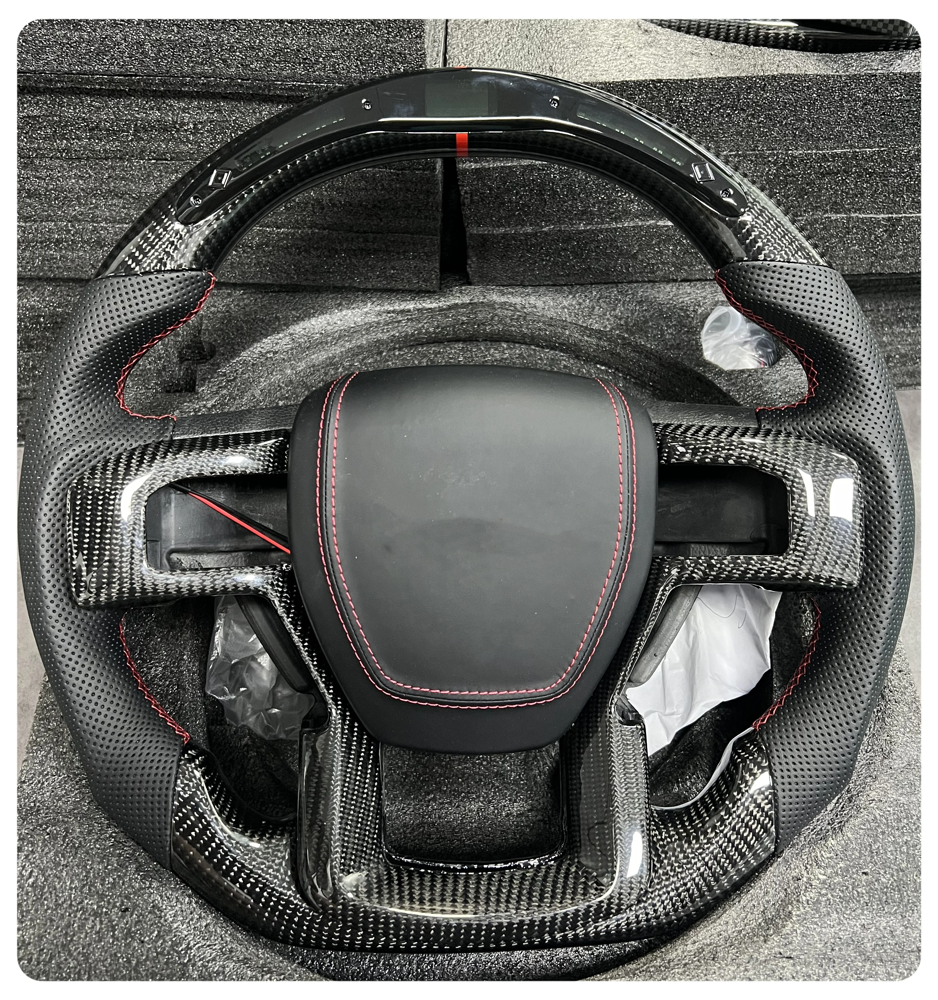 For Ford Raptor F-150 2019 2020 2021 2022 2023 2024 LED Display Alcantara Suede Carbon Fiber Steering Wheel Automotive Interior