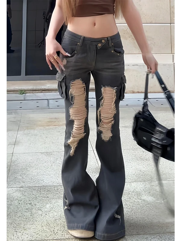 

Women's Hotsweet Casual Retro Wide Leg Baggy Denim Trouser 2025 Summer Korean Y2K 2000s Pants Harajuku High Waist Loose Jeans