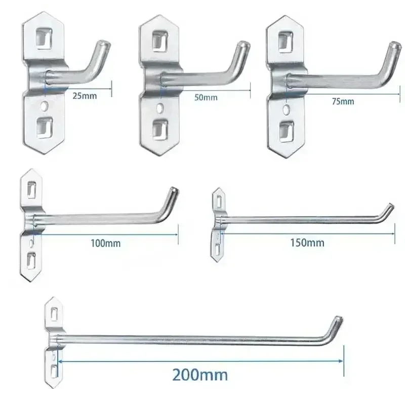 1/3/5Pcs Hole Board Hook Steel Oblique Pendant Hanger 25/50/75/100/150/200mm Tools Hammer/Pliers Wall Mount  Storage Rack