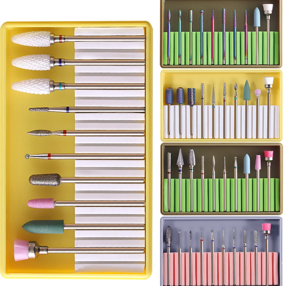 1 conjunto 1 conjunto de cabeça de moagem cerâmica do prego para unhas gel acrílico kit ferramentas manicure brocas conjunto manicure brocas